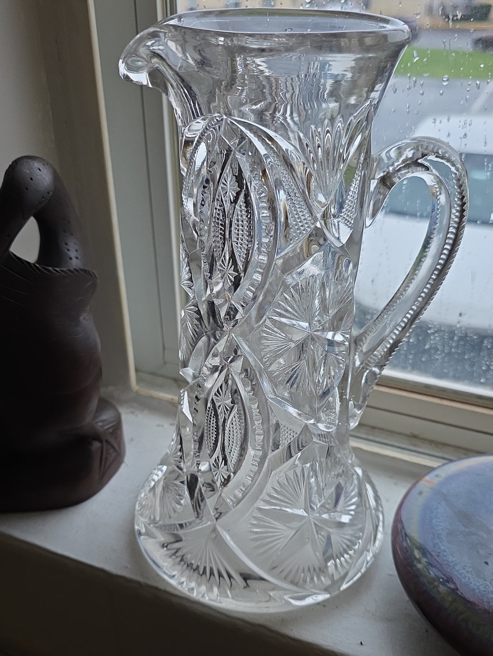 Antique ABP  American Brilliant Period Cut Glass Jug Pitcher HARVARD PATTERN